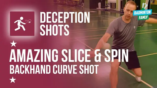 Deception spin curve shot in the backhand, badminton