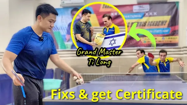 Ti Long fixes Forehand & Backhand Topspin Against BackSpin technique errors for Israeli students
