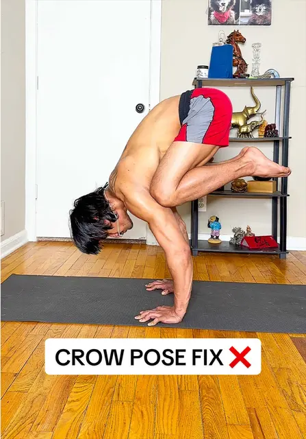 Stop jumping into Crow Pose! 🛑 Follow these steps instead:1️⃣ Knees high in armpits2️⃣ Gaze forward (look down, fall down!)3️⃣ Lean forward until your feet floatSave this for your
