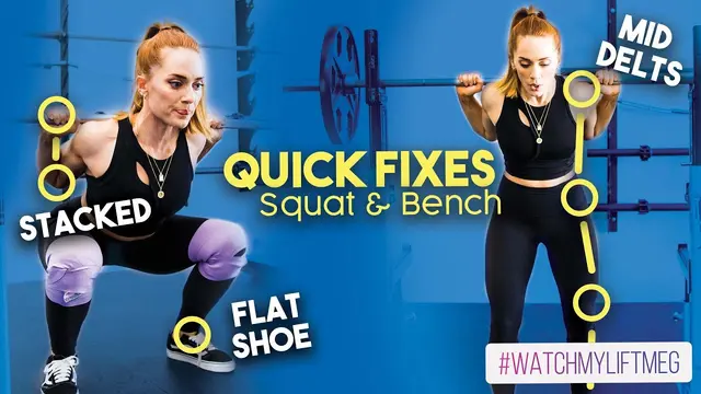 ๐๐ปโโ๏ธ 3 Easy Squat Fixes - Quick Technique Fixes for the Barbell Squat and Bench ๐ #WatchMyLiftMeg
