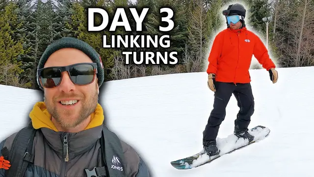 Teaching My Friend To Snowboard - Day 3 - Linking Turns