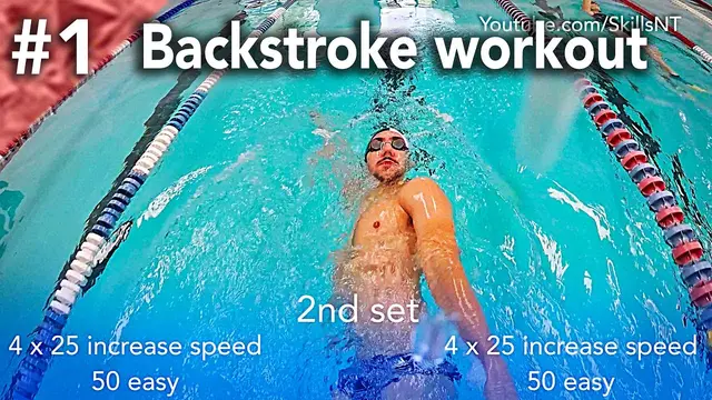 Backstroke swimming practice workout #1. Beginner. Backstroke technique