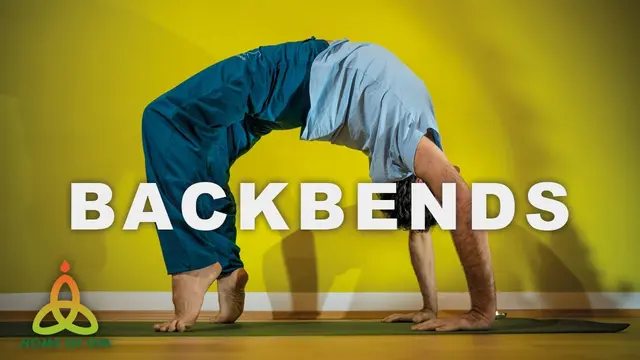 yoga for beginners. Backbends, cobra, shoulder bridge and wheel.