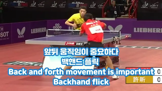 앞뒤 움직임이 중요하다 백핸드 플릭 Back and forth movement is important Backhand flick